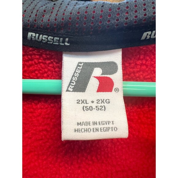 Russell Red Hooded Jacket 2XL Polyester Mens Full Zip Front Pockets Drawstring - Picture 4 of 4